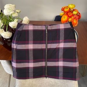 Armani Exchange Zip Front Plaid Mini Skirt; Purple Hues; Size 2